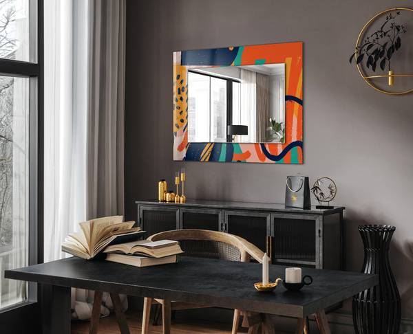 Wandspiegel Abstrakte farbenfrohe Höhe: 80 cm