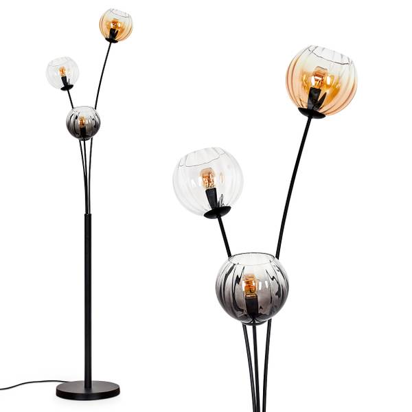 Stehlampe Cesaro Grau - Orange - Aluminium - Klarglas - 33 x 170 x 39 cm