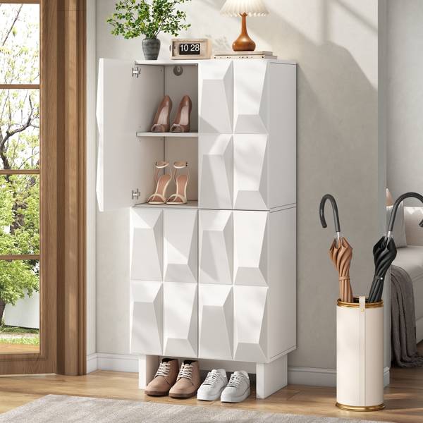Schuhschrank Eurynom Ⅰ Weiß - Holzwerkstoff - 61 x 136 x 34 cm