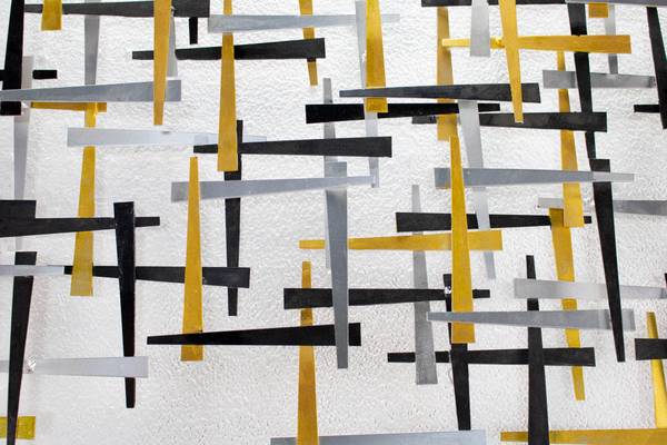 Sculpture murale Grille Fusion Doré - Métal - 108 x 60 x 4 cm