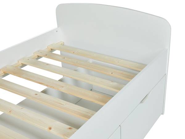 Set Bett + Matratze LOUANE Weiß - Holz teilmassiv - 193 x 75 x 95 cm