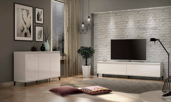 Kommode Assinello Weiß - Holzwerkstoff - 40 x 90 x 138 cm