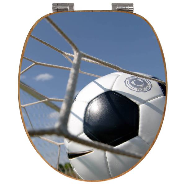 WC-Sitz mit Absenkautomatik Fußball Blau - Bambus - Holzwerkstoff - 38 x 5 x 49 cm