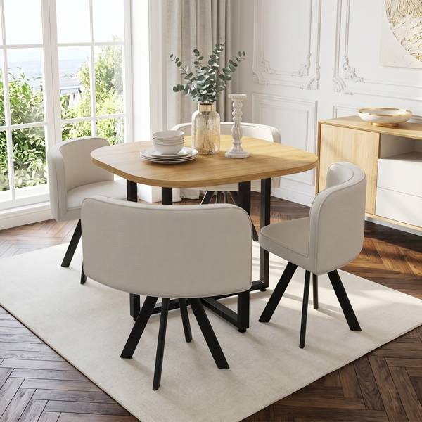 Essgruppe LineMDMU(5er Set) Beige - Holzwerkstoff