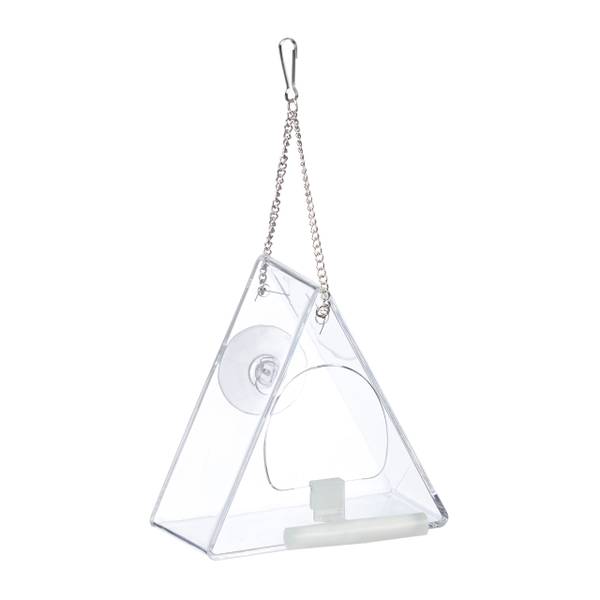 Lot de 2 mangeoires triangulaires Argenté - Matière plastique - 13 x 24 x 12 cm
