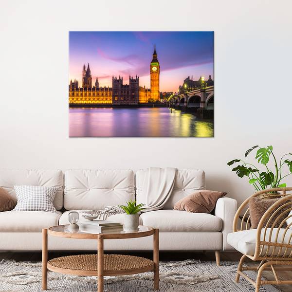 Wandbild London Violett - Polyester - 60 x 40 x 3 cm