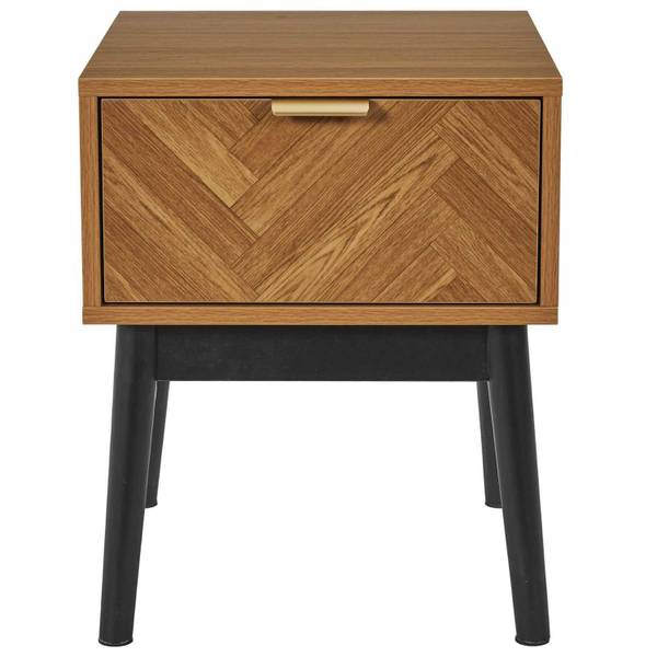 Nachttisch Chevron Schwarz - Braun - Holz teilmassiv - 12 x 48 x 47 cm
