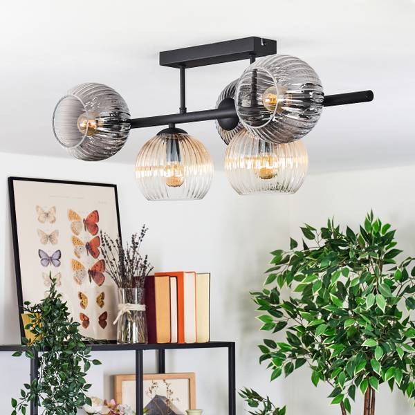 Deckenleuchte Cesaro Grau - Gelb - Metall - 21 x 21 x 97 cm