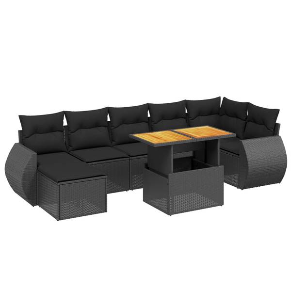 Loungeset 3037598-1 (8-delig) zwart - staal - 55 x 69 x 62 cm