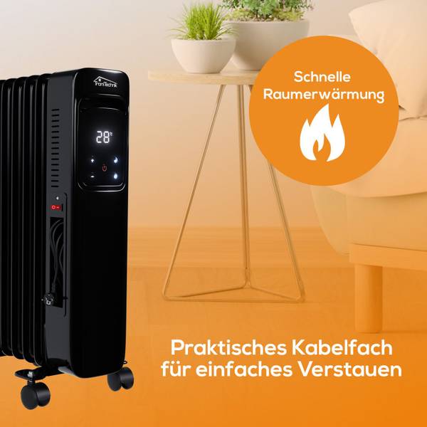 Ölradiator TT-OR 311 Schwarz - Metall - 23 x 63 x 45 cm