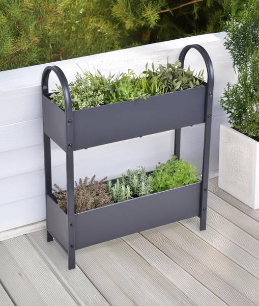 Hochbeet HALLE Grau - Metall - 23 x 75 x 60 cm