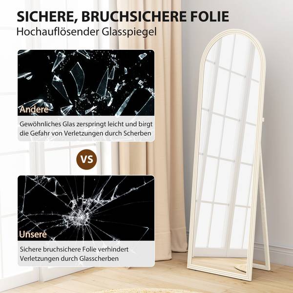 Ganzkörperspiegel 83D-067V01WT Weiß - Kunststoff - 4 x 160 x 50 cm