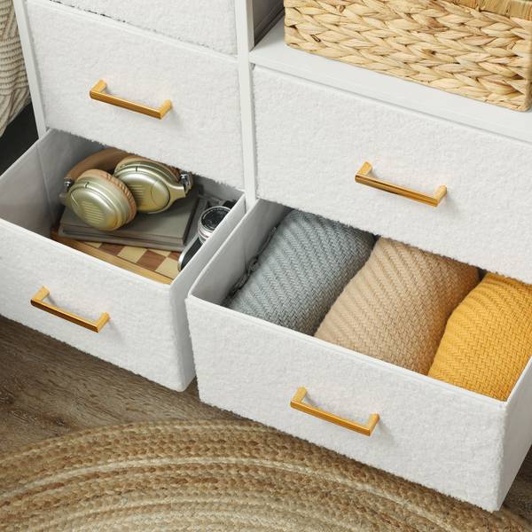 Kommode 831-979V90CW Weiß - Polyester - 30 x 76 x 110 cm