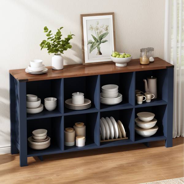 Küchenschrank LANMUD26 Ⅱ Blau - Holzwerkstoff - 140 x 75 x 34 cm