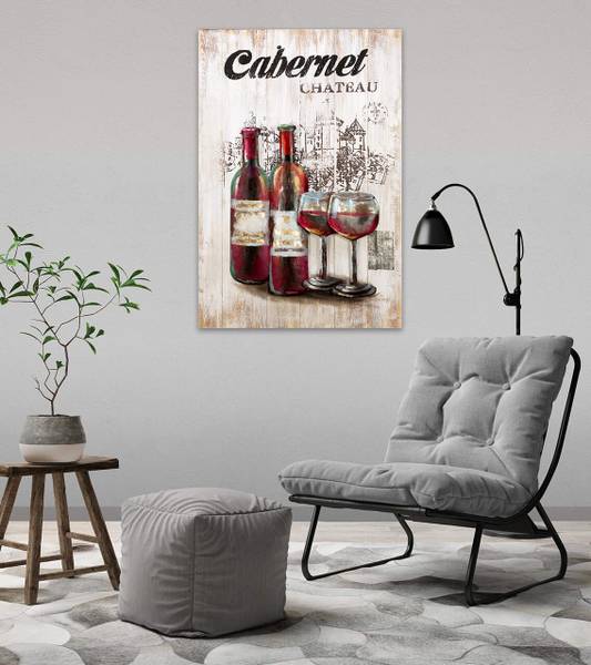 Holzbild Lebensstil & Mode Sin Beige - Rot - Metall - Holz teilmassiv - 60 x 90 x 5 cm