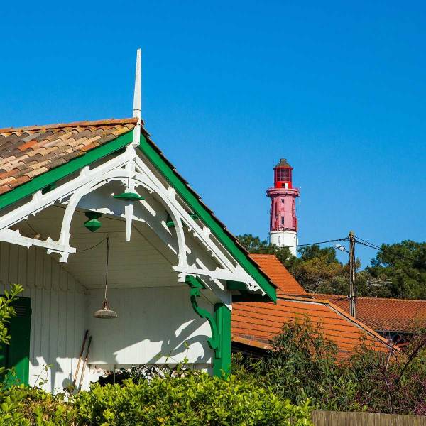 Tableau mural cabanes phare Cap Ferret Porcelaine fine - Verre - 30 x 30 x 1 cm