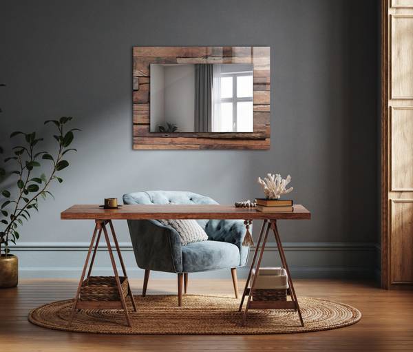 Wandspiegel Wand aus Holzpaneelen Höhe: 80 cm