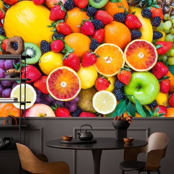 Fototapete Citrus Früchte Orangen Kiwi 100 x 70 x 70 cm
