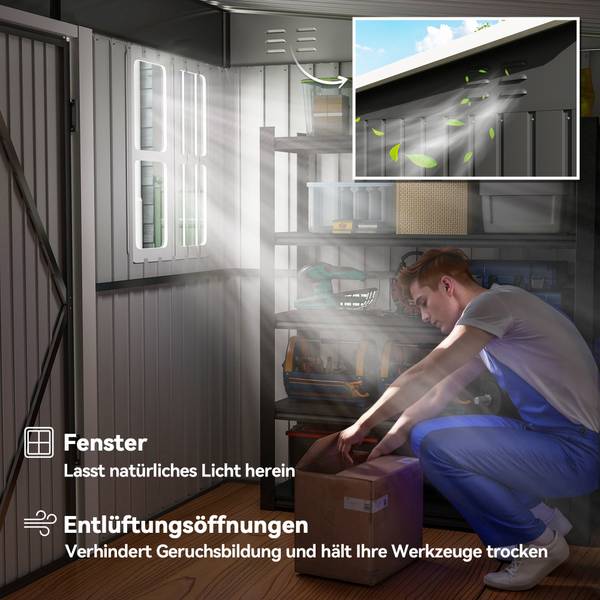 Gerätehaus 226V00CG Grau - Metall - 260 x 190 x 177 cm