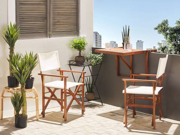 Chaise de jardin CINE Marron - Blanc - Profondeur : 50 cm