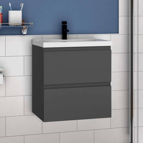 Waschtisch Set Aalst 2tlg. Anthrazit - 51 x 40 cm