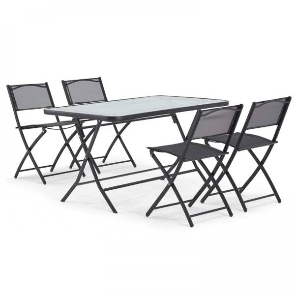 Gartentisch mit 4 Klappstühle Calvi Schwarz - Metall - 81 x 71 x 130 cm