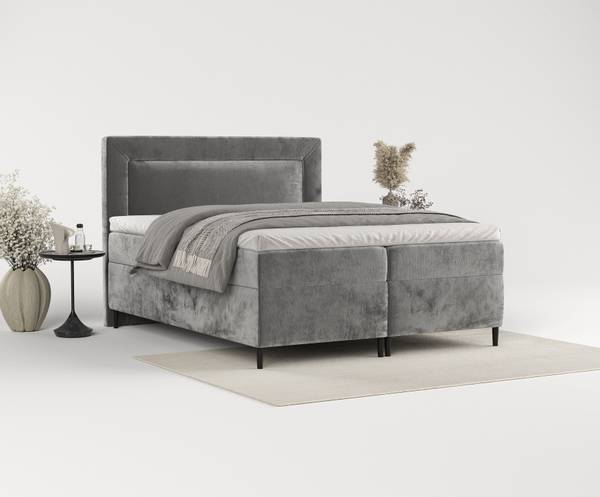 Boxspringbett Noble Bonellfederkern Grau - Liegefläche Breite: 180 cm