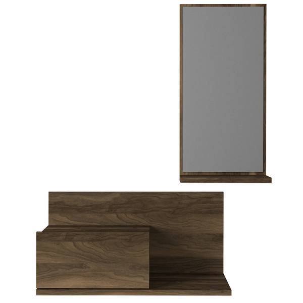 Konsolentisch mit Spiegel Drax hängend Braun - Spiegelglas - 60 x 30 x 30 cm