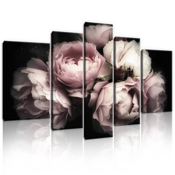 Leinwandbild SET Blumen Wohnzimmer Holzwerkstoff - Textil - 170 x 100 x 2 cm
