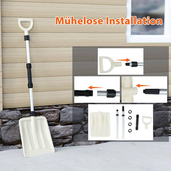 Schneeschaufel ZB34193 Weiß - Metall - 10 x 117 x 26 cm