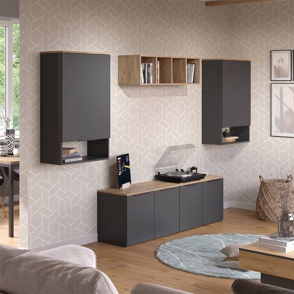 Wohnwand Wido 49801 Anthrazit - Eiche Sonoma Dekor