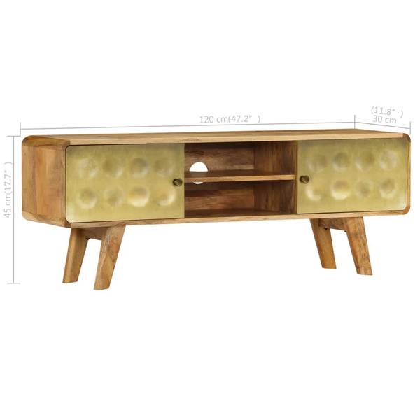 Tv-meubel 298977 goud - mango - 120 x 45 x 120 cm