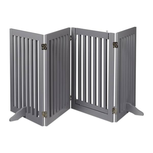 Graues Absperrgitter mit Tür 4-teilig Grau - Holzwerkstoff - 207 x 70 x 30 cm