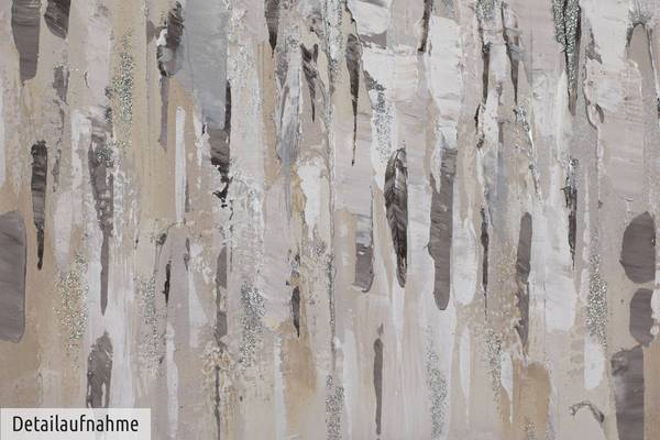 Tableau peint à la main Voile Texture Gris - Coton - 80 x 80 x 4 cm