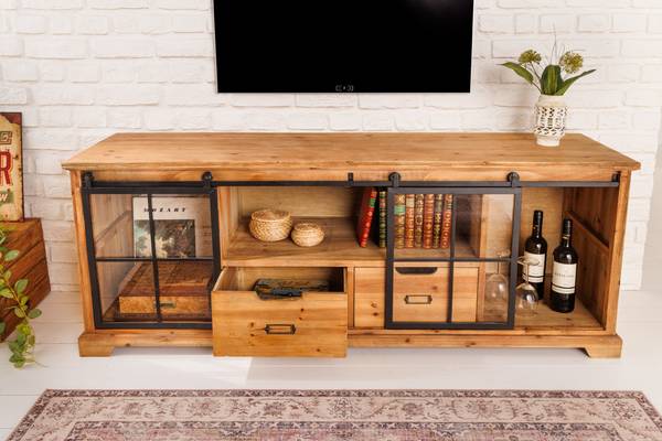 TV-Lowboard HERITAGE Braun - Klarglas - 160 x 62 x 45 cm