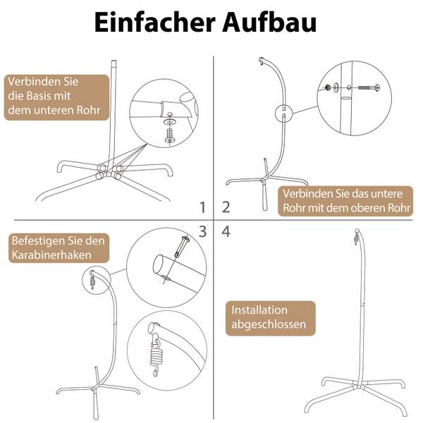 Hängemattenständer ZB34843-MDE Schwarz - Metall - 105 x 197 x 106 cm