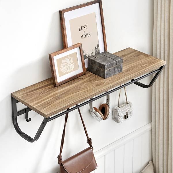 Wandgarderobe Schwarz - Holzwerkstoff - Metall - 90 x 22 x 30 cm
