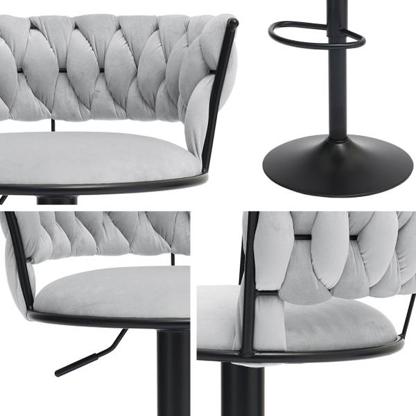 Barhocker Muz BS-1141 2er-Set Schwarz - Grau