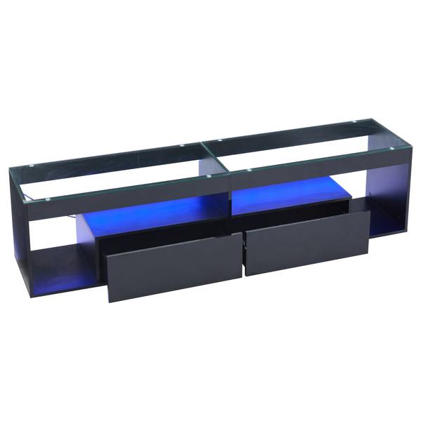 LED-Hochglanz TV-Schrank Ourea Ⅲ Schwarz - Sicherheitsglas - 40 x 46 x 180 cm