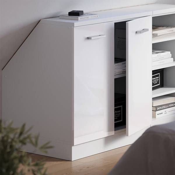 Dachschrägenschrank Rion 60200 Hochglanz Weiß - Weiß - Breite: 80 cm