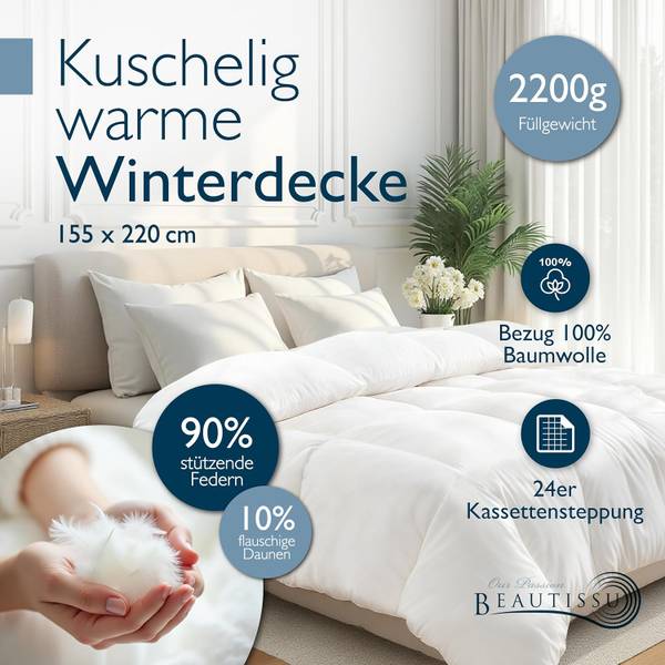 Bettdecke BeauNuit WF Weiß - Textil - 155 x 1 x 220 cm