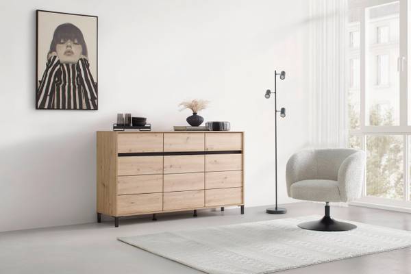 Sideboard ARRAN Schwarz - Braun - Holzwerkstoff - 157 x 90 x 40 cm