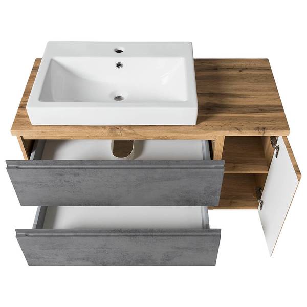 Badmöbel-Set VASTO-03-7 2er-Set Braun - Grau - Holzwerkstoff - 105 x 200 x 47 cm