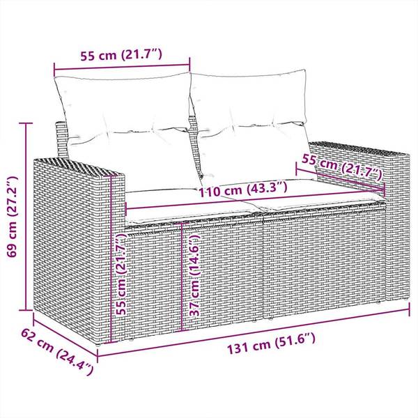 Garten-Lounge-Set 3036719-2 9-teilig Hellgrau