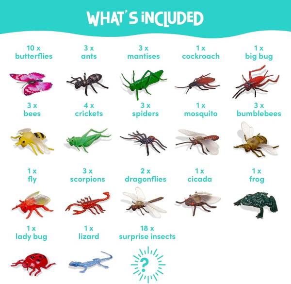 Figurines de jouets Insectes 50 pcs. Matière plastique - 3 x 18 x 19 cm