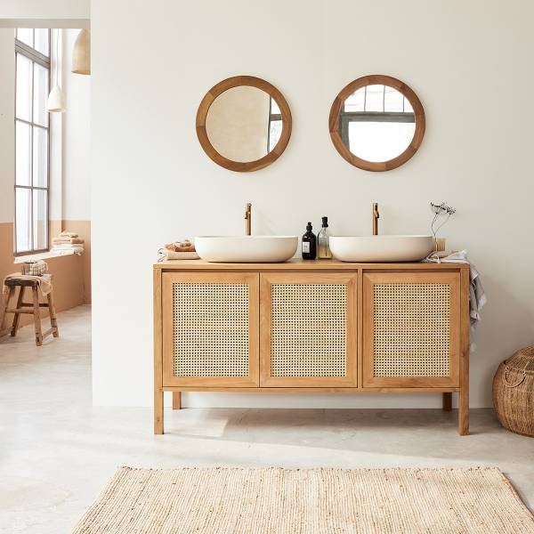 Waschtischunterschrank Beige - Massivholz - 145 x 79 x 50 cm