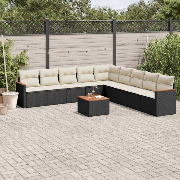 Garten Lounge Set 3035936-2 (10-teilig) Schwarz - Creme