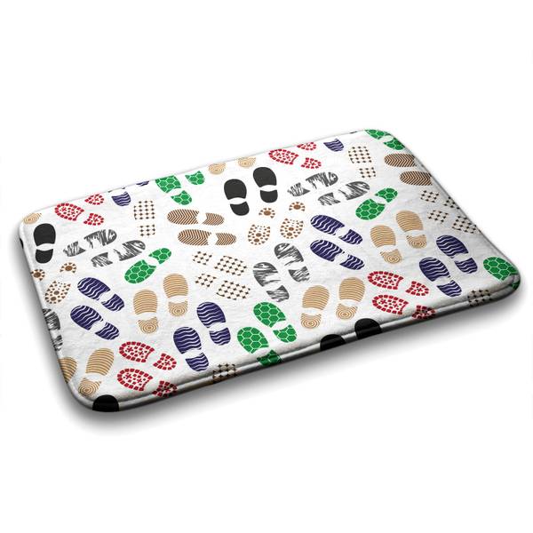 Badteppich Schuhabdrücke Weiß - Polyester - 75 x 45 x 75 cm