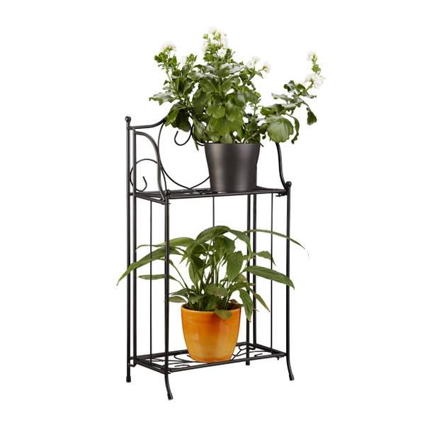 Blumenregal Metall 2 Ablagen Schwarz - Eisen - 34 x 65 x 18 cm