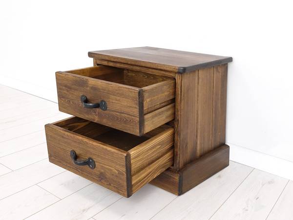 Table de chevet Rustyk 2 Marron - Pin - Acier - 50 x 50 x 40 cm